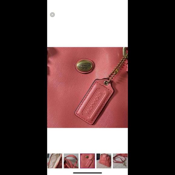 COACH Coral Saffiano Peyton Cora Domed Crossbody Satchel Purse Bag Shoulder - Picture 11 of 12